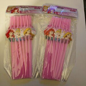 DISNEY PRINCESS STRAWS- 2 PACKS OF 18- NEW